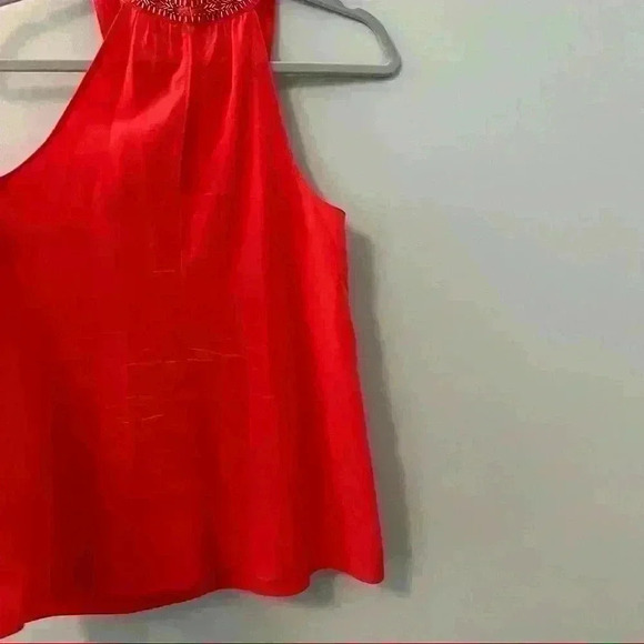 Lilly Pulitzer Silk Coral Sleeveless Blouse with Decorative Neck Size S Small - Picture 7 of 10